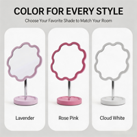 Miroir de maquillage de bureau personnalisé en forme de fleur, rose mignon, pivotant à 360°, finition argentée, OEM ODM, directement de l'usine