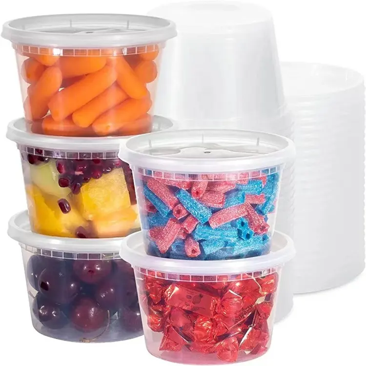 Klar 16 Unzen Einweg-Lebensmittelbehälter Mikrowellenherd 8 Unzen 24 Unzen Schachteln auslaufsicher Suppenverpackung Deli-Container mit Deckel