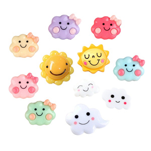 Cabochons en résine de style kawaii de bonne qualité, sourire, soleil, nuage, dos plat pour coque de téléphone portable - Product Image 1