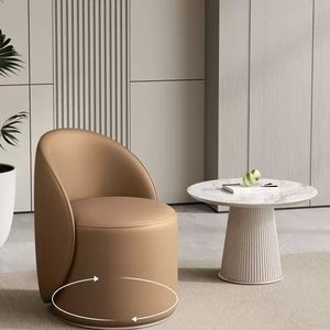 <span class=keywords><strong>Chaise</strong></span> de canapé de loisirs modernes chaises de salle à manger rotatives en <span class=keywords><strong>bois</strong></span> avec accoudoir en cuir Pu gris à dossier haut de luxe - Product Image 3