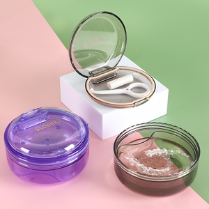 SUNSHING Dental Retainer Case with <b>Mirror</b> Magnetic Denture Box Orthodontic Mouth Guard Case False Teeth Storage Container - Product Image 1