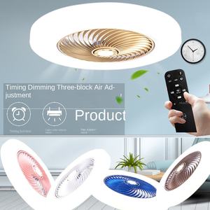 พัดลมเพดาน LED ทันสมัย พร้อมรีโมทคอนโทรล ปรับความสว่างได้ เงียบ ใช้งานง่าย ฝาครอบพลาสติกและใบพัดซ่อน สำหรับห้องนั่งเล่น - Product Image 2