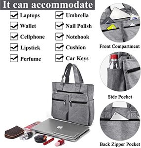 <span class=keywords><strong>Bolsa</strong></span> <span class=keywords><strong>de</strong></span> Lona Impermeable y Elegante, <span class=keywords><strong>de</strong></span> Gran Capacidad, con Múltiples Bolsillos, Bolso <span class=keywords><strong>de</strong></span> Hombro Casual para el <span class=keywords><strong>Trabajo</strong></span> Diario, para Laptop, para Maestros - Product Image 4