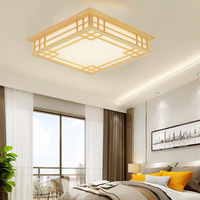 Luminaire LED moderne de style japonais, base en bois, couvercle en acrylique, hauteur réglable, température de couleur multiple, télécommande, luminaires de plafond