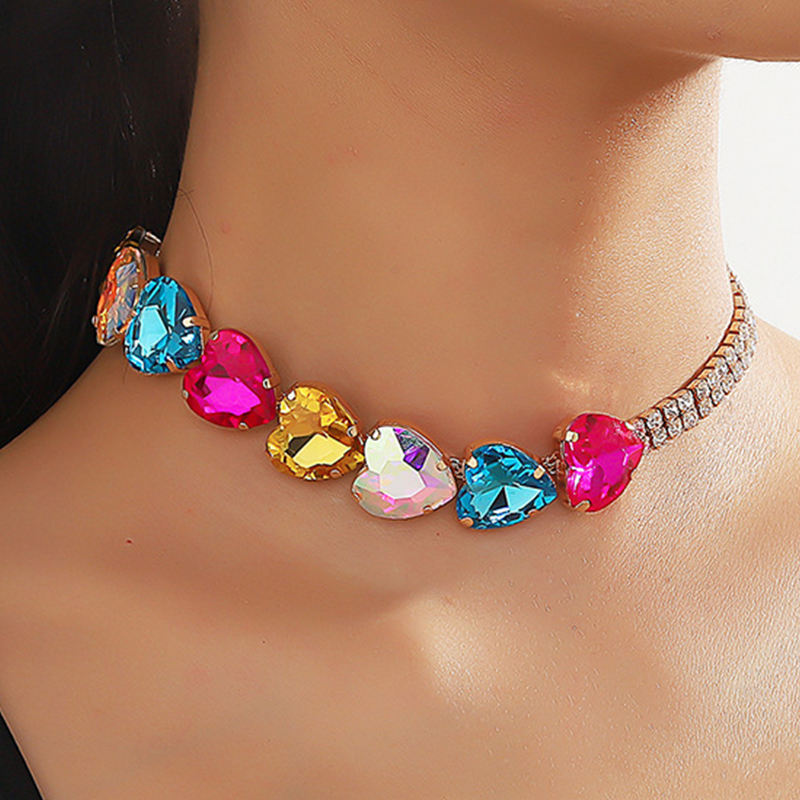 Crystal Statement Choker Necklace - Glass Crystal Collar For Women & Bridal Jewelry