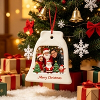 Décorations de Noël en céramique blanche en forme de cloche, collection premium, prix d'usine, cadeau saisonnier classique, souvenir