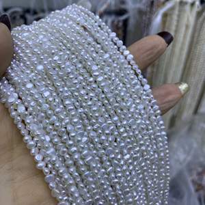 Collier de perles d'eau douce naturelles Aurora White de 3-4 mm, perles de riz, goutte d'eau, perles en vrac pour bricolage, produit semi-fini - Product Image 3