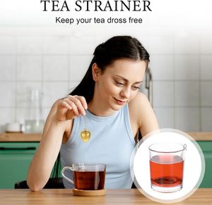 Infuseur à thé créatif en forme de cœur en acier inoxydable avec chaîne, passoire réutilisable pour thé en vrac, accessoires, cadeaux - Product Image 3