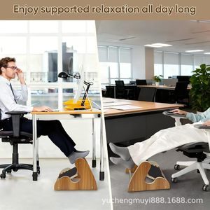 Wooden Footstool With Balance Pad Multi Function Home <b>Office</b> Desk <b>Stool</b> Living Room Furniture Modern Design - Product Image 2