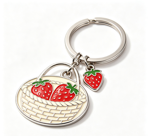 Porte-clés en métal personnalisé en émail, panier de fraises, alliage de zinc, léger, cadeau promotionnel - Product Image 4