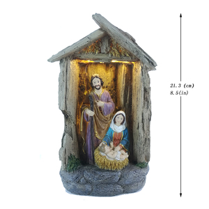 Figurine débardeur créative en résine pour noël, statue de famille religieuse, à Led, éclairage Led, amante - Product Image 2