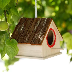 オウムアンティーク小さなハンギングバードケージ用屋外木製バードハウス
