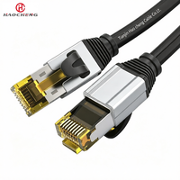 Câble Ethernet plat Cat8 2000 MHz, câble Ethernet SFTP Cat8, gaine en PVC noir et blanc LSZH, conducteur en cuivre pur à 99,97 %