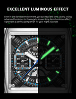 Montre mécanique automatique squelette de luxe pour homme, bracelet en cuir, fond de boîtier transparent, verre saphir, montre de sport et de ville