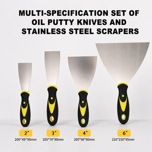 Lot de 4 spatules de <span class=keywords><strong>peintre</strong></span> en acier inoxydable avec manche en plastique et caoutchouc, idéales pour racler, remplir et mélanger sur les plaques de plâtre - Product Image 3