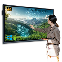 Écran interactif tout-en-un Android 4K de 55/65/75 pouces avec écran partagé pour réunions d'entreprise, logiciel de réunion intégré et caméra