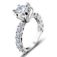 Fábrica al por mayor de plata 925 Original 3 quilates corte brillante paso diamante prueba D Color Moissanite anillo de bodas para mujeres