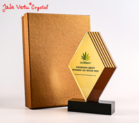 Trophée en verre personnalisé Jadevertu, durable, poli, impression numérique, cadeau souvenir économique, reconnaissance académique