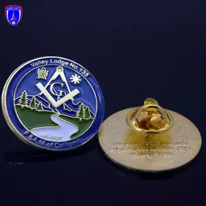 Pinos maçônicos de esmalte dourado, emblema maçônico de califórnia river