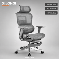 Chaise de bureau ergonomique à dossier haut en maille pivotante avec accoudoirs en aluminium 4D et PU, support lombaire inclinable BIFMA Classe 3