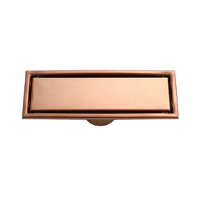 Desagüe de ducha lineal moderno <span class=keywords><strong>en</strong></span> oro rosa, de acero inoxidable, con filtro, desagüe de suelo largo, inserto para azulejos, prevención de reflujo para baño de hotel - Product Image 1