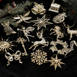 Adornos Navideños de Plástico Dorado Electrochapado con Forma de Copo de Nieve y Reno para Decoración de Árboles de Navidad - Product Image 4