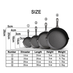 Chảo gang đúc truyền thống Trung Quốc không tráng phủ, chống dính, kích thước 10-30cm, bán buôn, dùng để nướng bít tết - Product Image 5