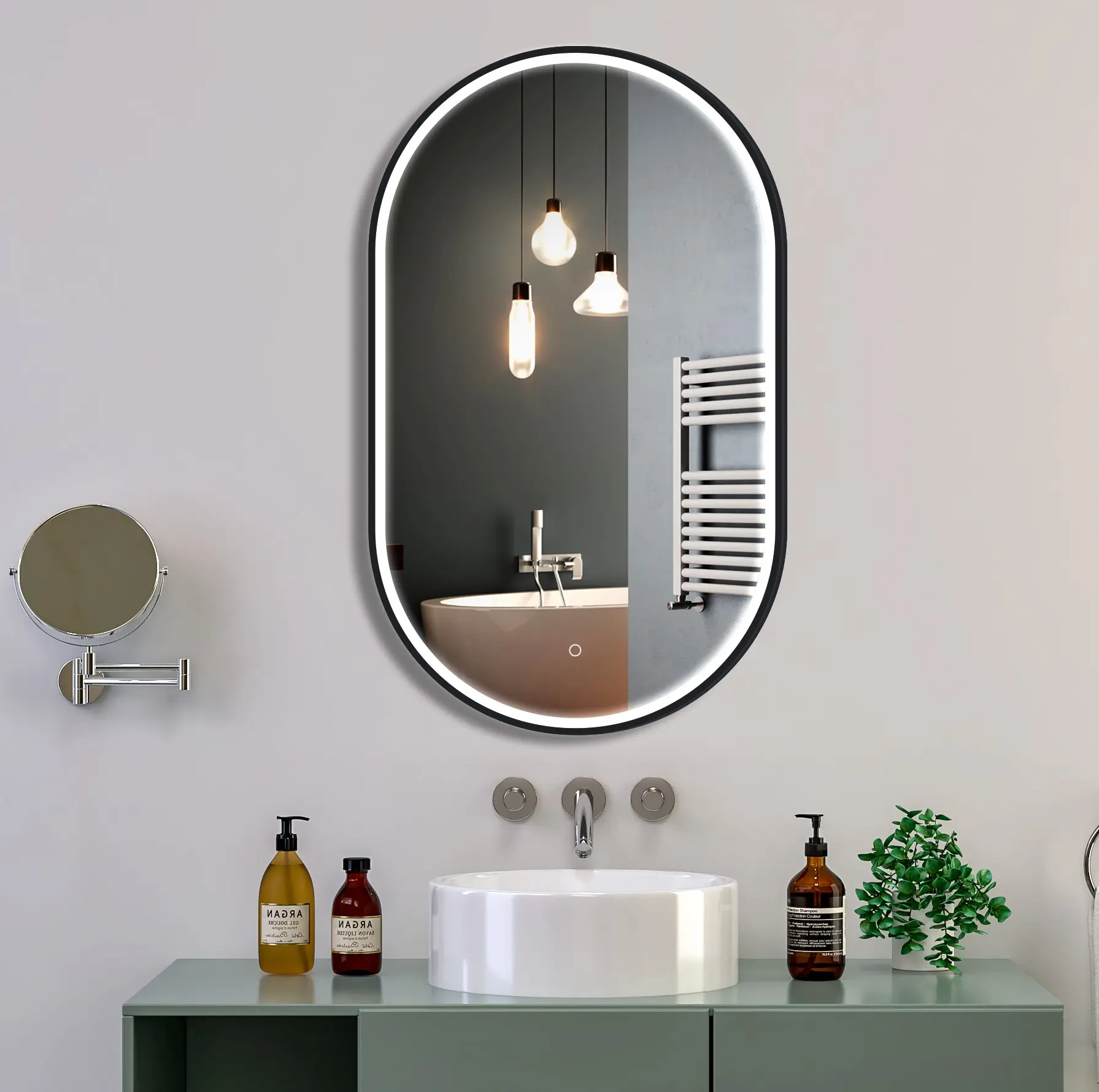 Oval Vanity LED Mirror with lights / SMD2835 Led Anti Fog Mirror for Shower