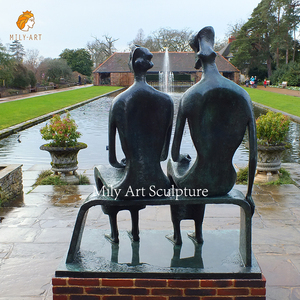 Statua moderna a grandezza naturale del re e della regina del bronzo fuso della decorazione del parco dell'opera d'arte di Henry Moore - Product Image 5