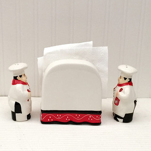 Set di tovaglioli, <span class=keywords><strong>sale</strong></span> <span class=keywords><strong>e</strong></span> <span class=keywords><strong>pepe</strong></span> dipinti a mano colorati grassocci bistrot Chef - Product Image 2