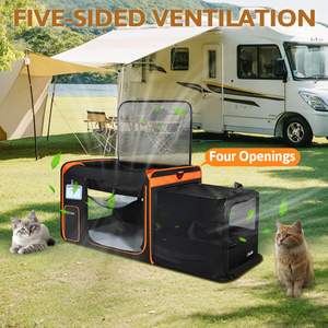 ที่ใส่แมวขนาดใหญ่พิเศษขยายได้พร้อมกล่องใส่ขยะในรถกระเป๋าใส่สัตว์เลี้ยงแบบนิ่มพับได้พร้อมล็อคซิปสำหรับแมว2ตัว - Product Image 6