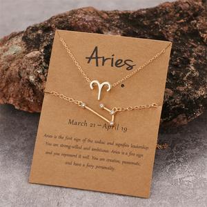 Fancy Day Fashion Brown Papier karte Gold Farbe Astrologie Sternzeichen Halskette für Frauen Schmuck - Product Image 3