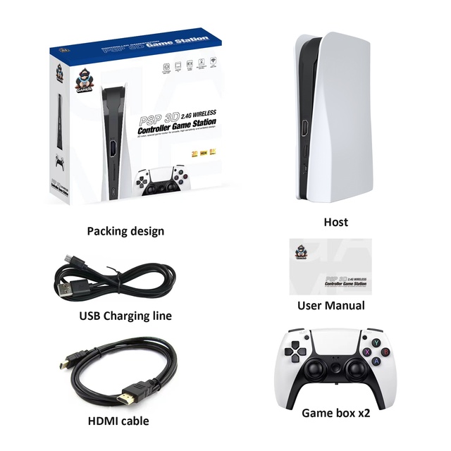 Q10 God of War 4K HD S905Y2 Chip Retro Gaming Consoles TV Stick with 2 Wireless Controllers Gaming Video Games Consoles 3D Game