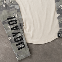 T-shirt à manches longues raglan camouflage personnalisé en coton épais pour homme, motif camouflage vintage streetwear imprimé effet vieilli