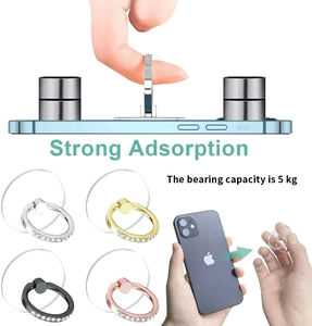 Support de bague de téléphone portable en diamant Transparent Finger Grip Clear 360 Degree Rotation Kickstand Compatible iPhones - Product Image 4