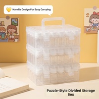 Boîte de rangement transparente en plastique grande capacité avec poignée, idéale pour les perles Perler et la classification des accessoires d'artisanat