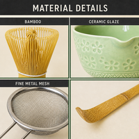 Ensemble Matcha Sakura personnalisé en usine, 8 pièces, bol en céramique, fouet, cuillère, tamis, kit cadeau pour cérémonie du thé