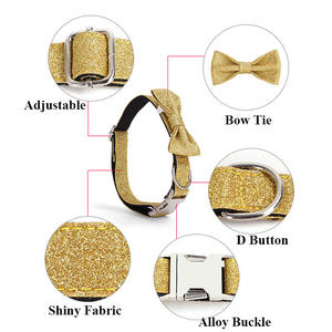Venta al por mayor personalizado Collar de perro mascota mediano pequeño de lujo ajustable de nailon brillante brillo hebilla de metal Collar de perro mascota para perros - Product Image 2