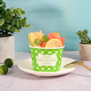 Disposable Ice Cream Cups With Lid 8oz 12oz Disposable Kraft Paper Bowl Taza De Papel Para Helado