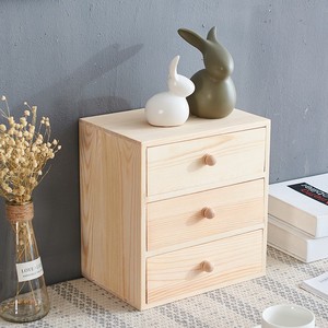 Organizador de Escritorio de Madera Simple, Gabinete de Almacenamiento de Tres Niveles con Cajones, Color Madera Natural, Tipo Vertical, Organizador de Oficina - Product Image 3