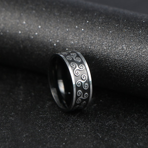 แหวนสแตนเลสทรงเรขาคณิต สีดำเหล็ก SA1164 เครื่องประดับของขวัญ - Product Image 3