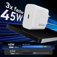 Chargeur mural rapide PD 45W de haute qualité, adaptateur de chargeur Type-C à port unique UK/EU pour téléphones mobiles