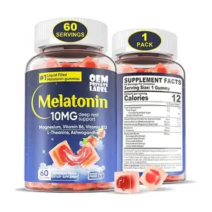 맞춤형 멜라토닌 10mg 보충제 깊은 휴식 지원 마그네슘, 비타민 B6, 비타민 B12 가 함유 된 액체 충전 멜라토닌 구미