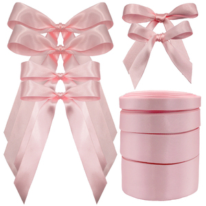 Cintas de Gordon cinta de satén rosa claro brillante al por mayor Navidad 1 pulgada rollo de cinta de satén de una cara brillante para caja de regalo DIY - Product Image 6