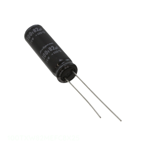 Condensador de Aluminio Original CAP ALUM 82UF 20% 100V RADIAL TH 82 uF 100TXW82MEFC8X25 de Montaje a Través de Orificio - Product Image 1