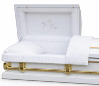 Cercueil en métal blanc de style américain, calibre 20, pour adultes, fournitures funéraires