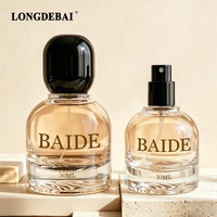 Botella de Perfume Redonda de Vidrio de Lujo Personalizada, 30ml 50ml 100ml, Botella de Perfume Vacía con Fondo Transparente Único y Tapa Negra, Plateada o Dorada