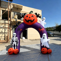 Arche gonflable géante 3M pour Halloween avec citrouille, fantôme et squelette pour décoration de fête en extérieur, portail d'entrée