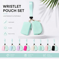 Dompet Koin Unisex Bahan Nylon Anti Air dengan Ritsleting, Tempat Kartu, Kantong Mini, Tempat AirPods, Gantungan Kunci, Cocok untuk Perjalanan