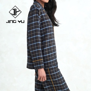 Manufacturer Design Winter Warm Holiday Custom 100% Cotton Plaid <b>Pajama</b> Set <b>Christmas</b> <b>Pajamas</b> Women - Product Image 5